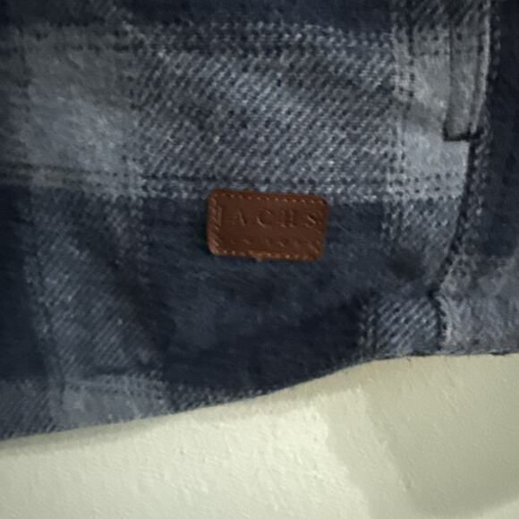 Jachs New York Flannel Shirt Jacket Blue Plaid Wool Insulated Shacket Mens M - Picture 3 of 6